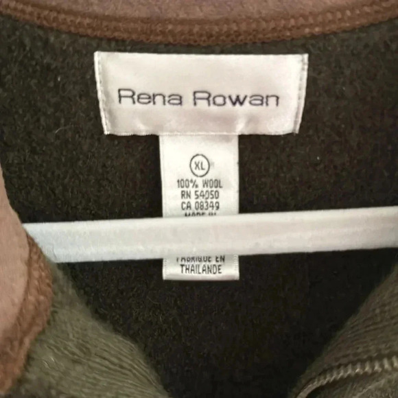 Rena Rowan Women’s 100% Wool Full Zip Jacket Size Xl Green elbow patches - Picture 2 of 4
